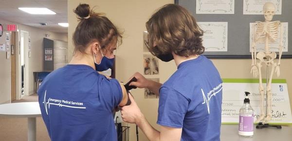 EMS students learn by working on each other